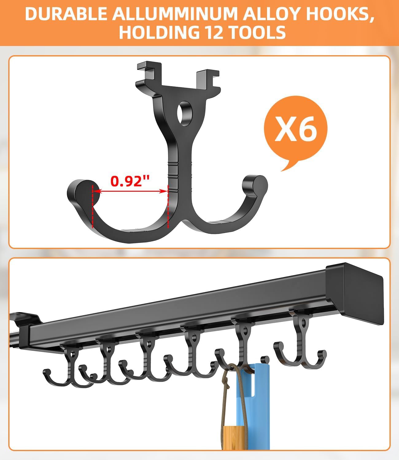 Pull Out Broom Holder With Adjustable Double Row Sliding Hook