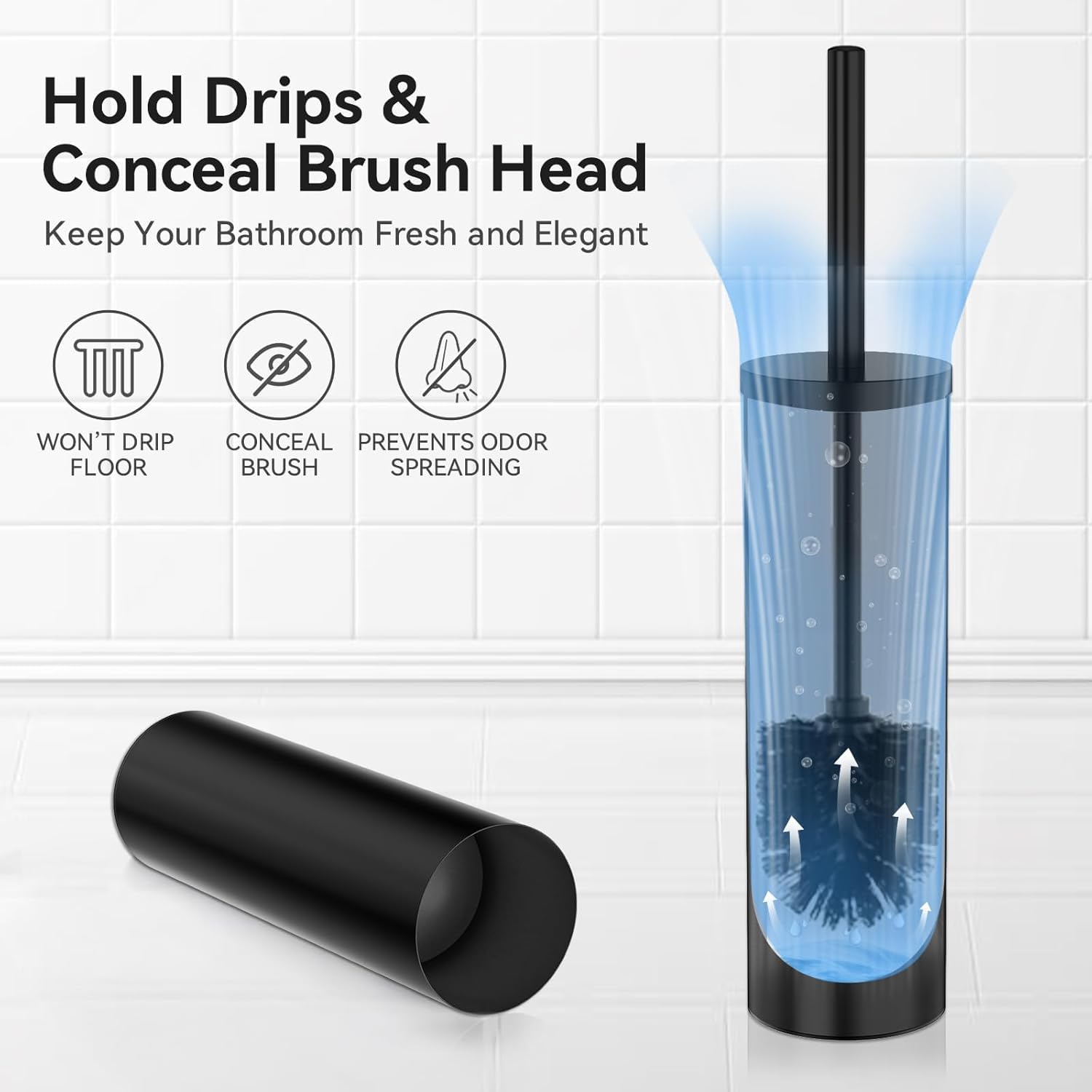 Toilet Bowl Brush and Holder for Bathroom