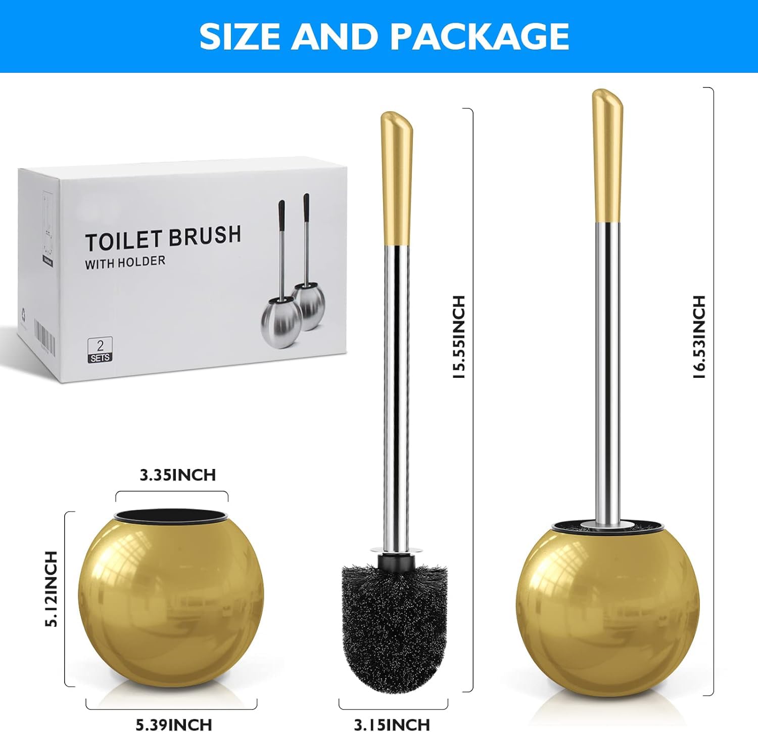 Toilet Brush and Holder 2 Pack (2 Count)