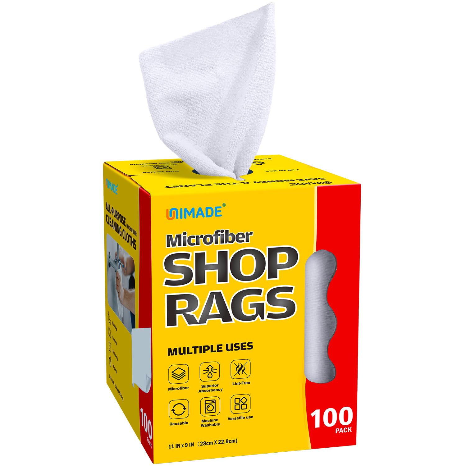 Shop Rags 100 Sheets Microfiber Cleaning Cloth (100 Count)