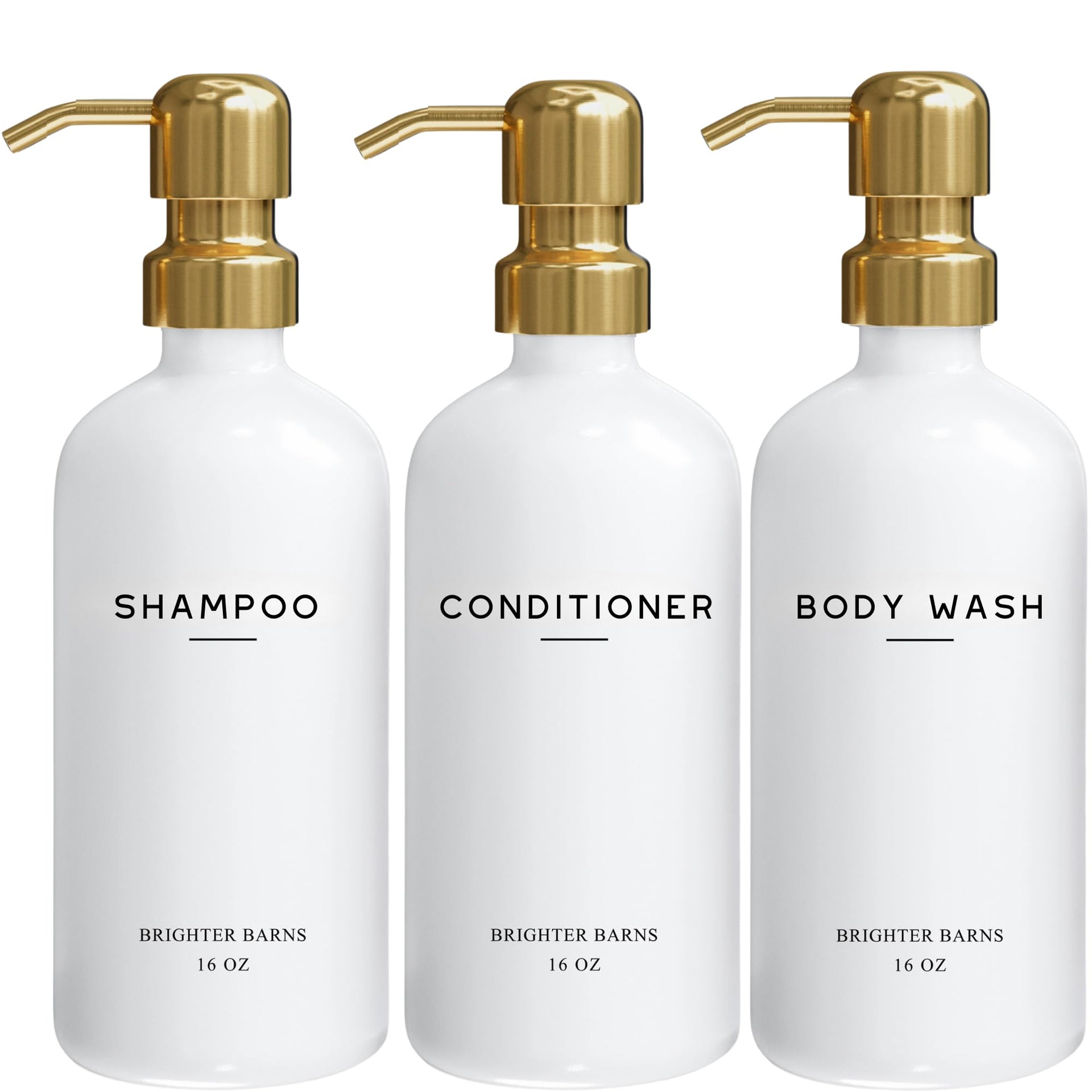 Luxury Shampoo and Conditioner Dispenser Set by Brighter Barns (3 Count)