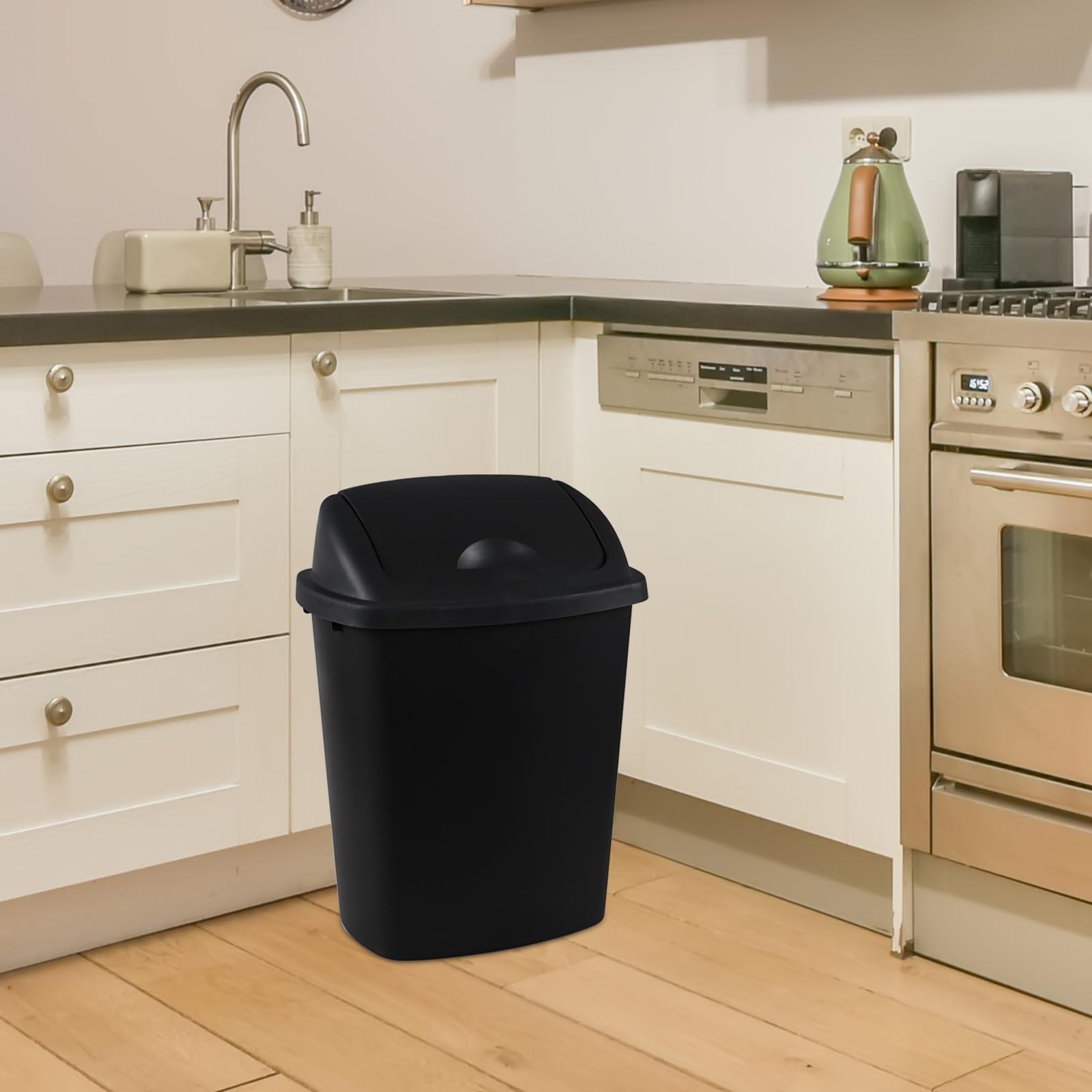 6 Gallon Plastic Flip Lid Trash Can (4 Count)