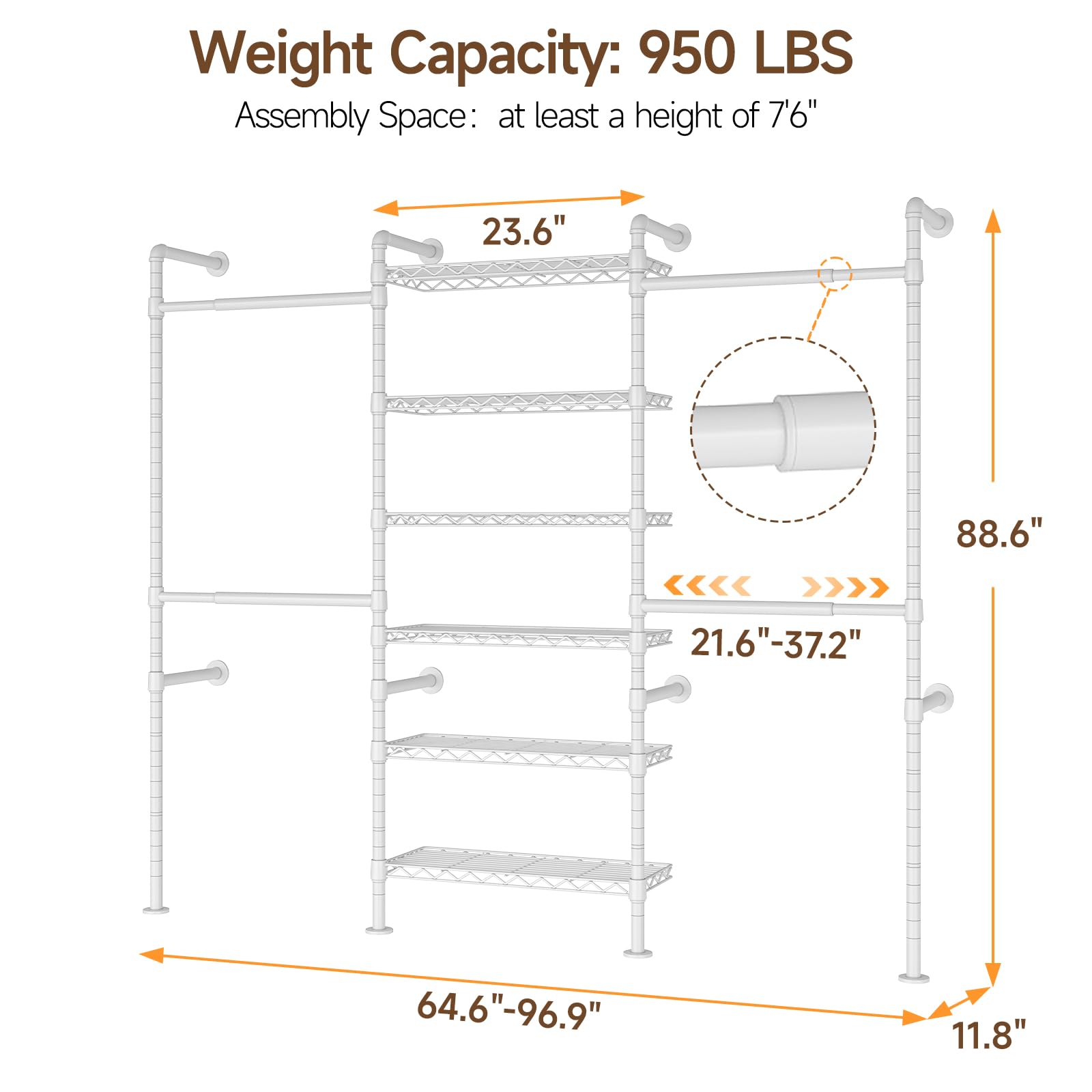H3 Expandable Wall Mounted Closet System