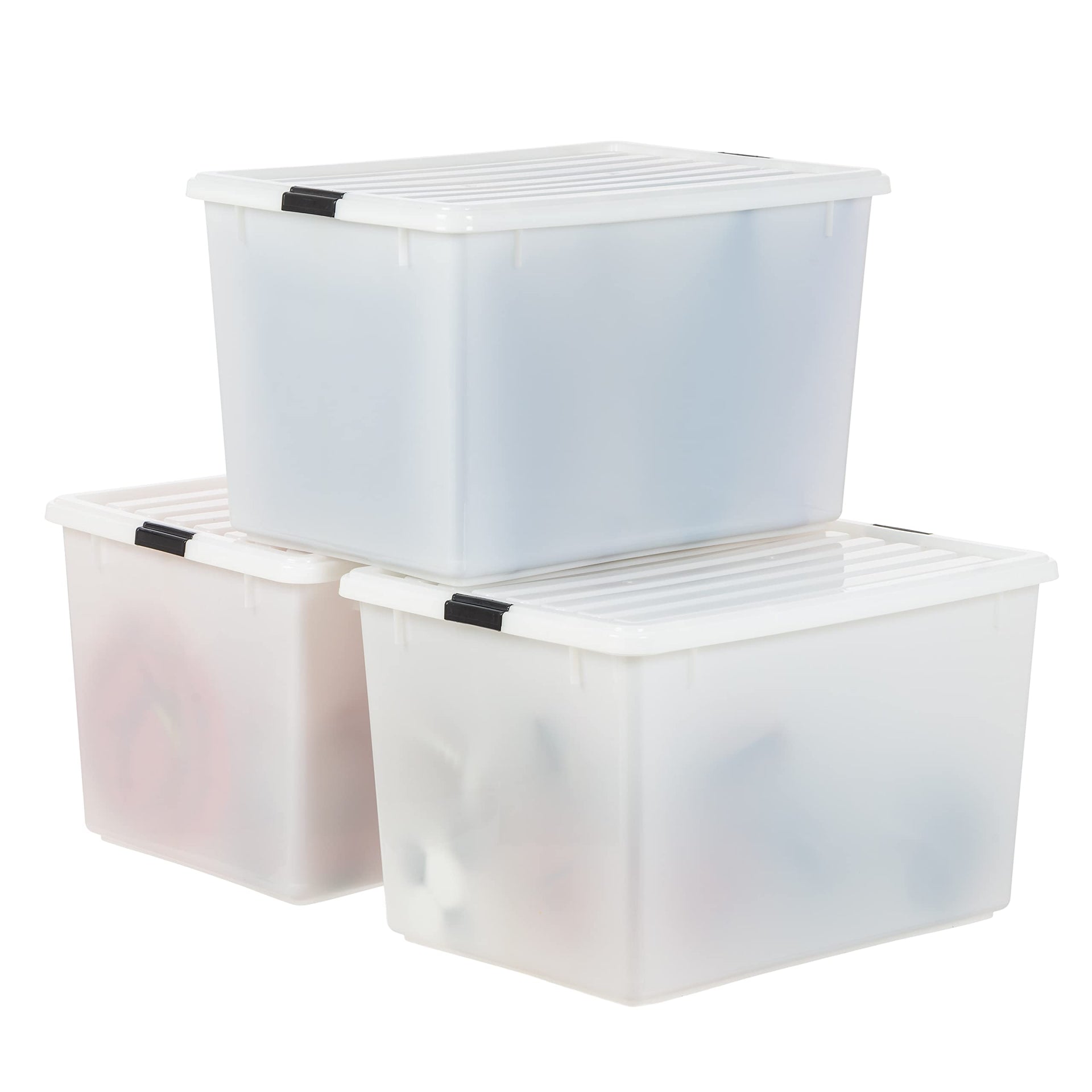 3 Pack 144 Qt Stackable Storage Bins with Lids (3 Count)
