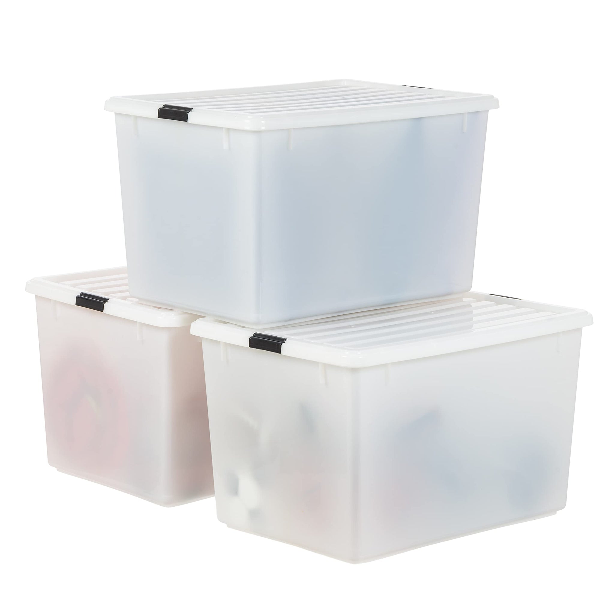 3 Pack 144 Qt Stackable Storage Bins with Lids (3 Count)