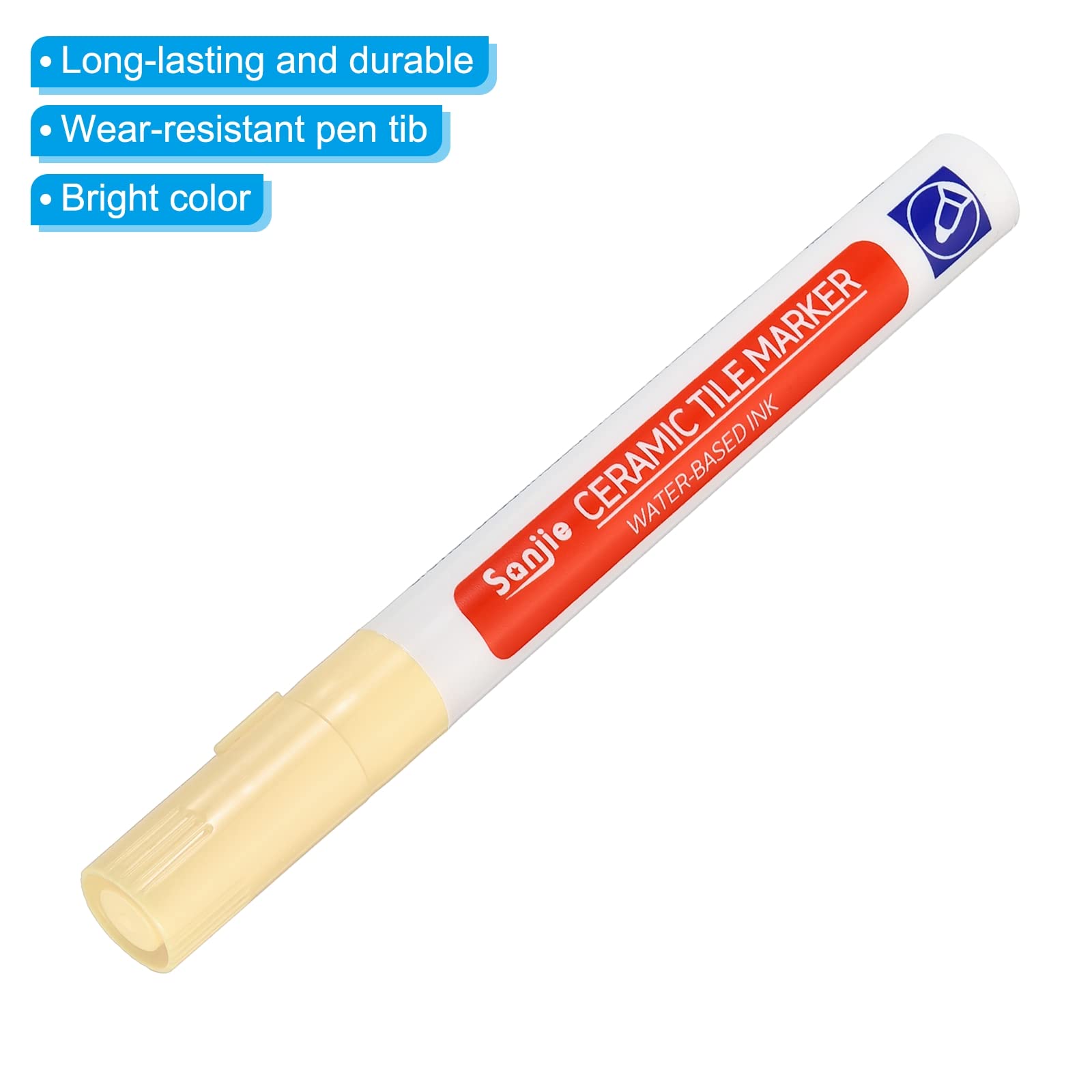 Grout Pen 4 Pack Beige Tile Marker Waterproof Grout Sealer Pen Tile Repair Pens Paint Pens for Wall Floor Bathroom Kitchen Refresh (4 Count)