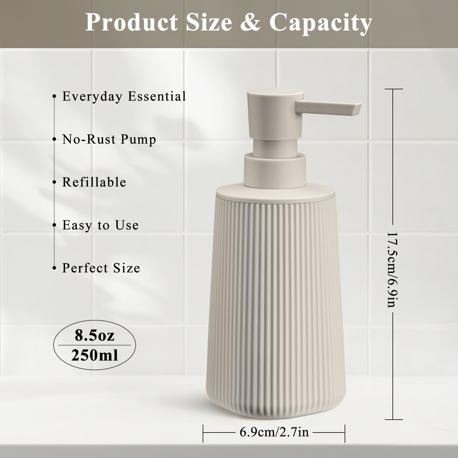 Beige 2 Pack Hand Soap Dispensers Set (2 Count)