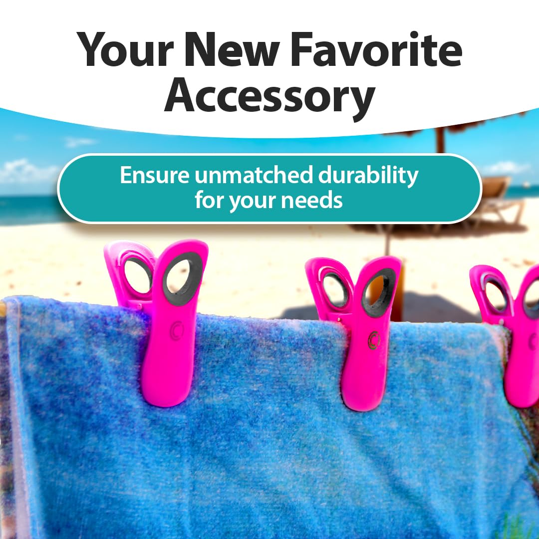Core Clip Towel Clips for Beach Chairs Pool & Lounge Chairs on Cruise Boat (4 Count)