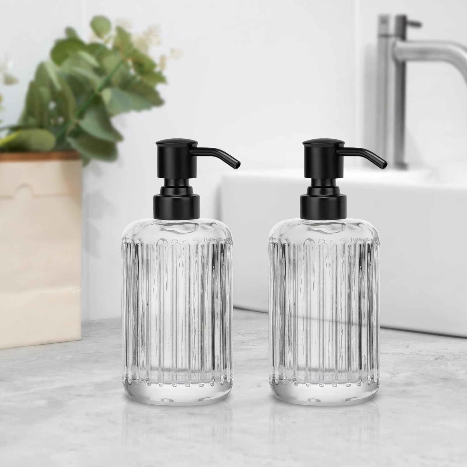 2 Pack Black 304 Stainless Steel Soap Dispenser Pump Replacement Standard 28 (2 Count)