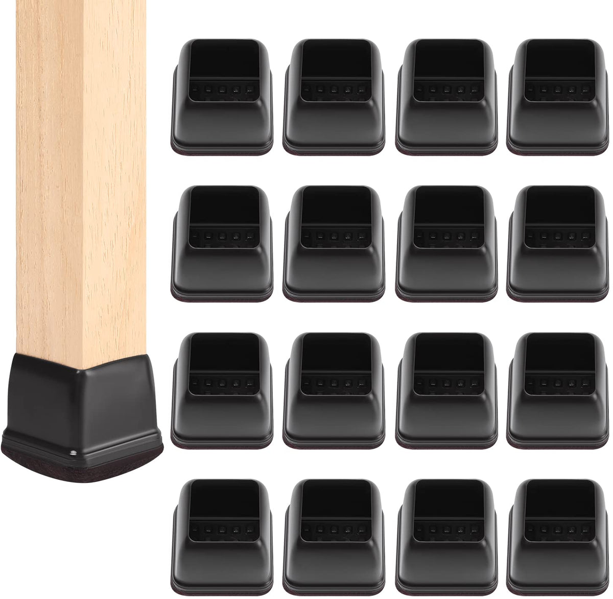 24 Pcs Square Chair Leg Floor Protectors with Felt (24 Count)