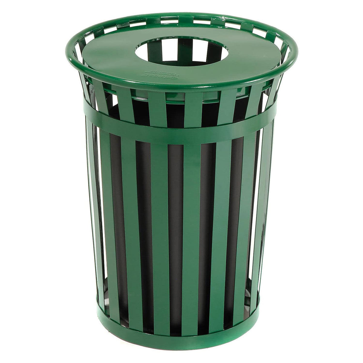36 Gallon Outdoor Slatted Steel Round Trash Can