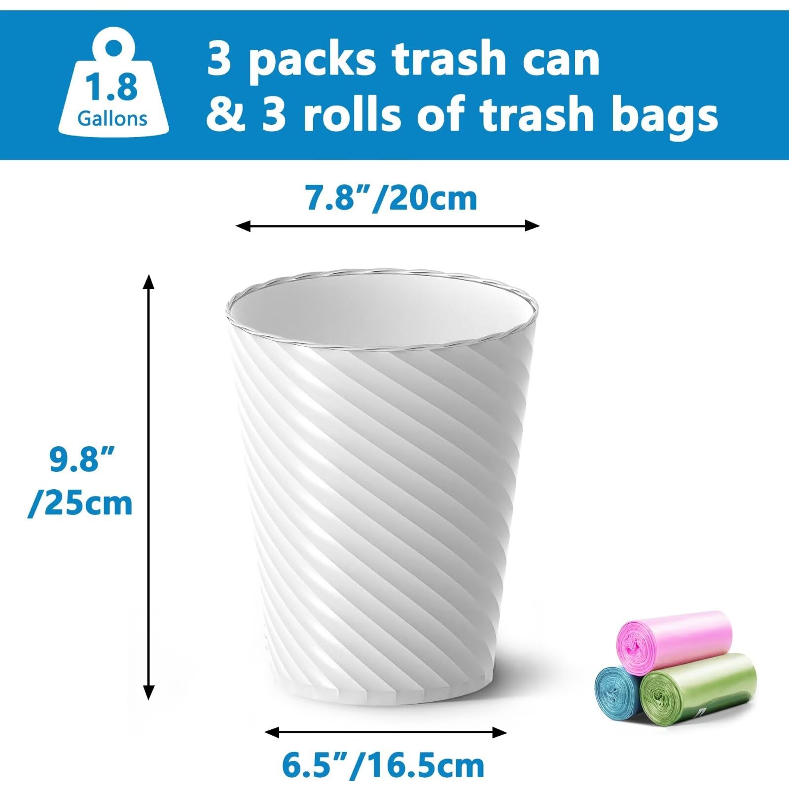 Bathroom Trash Can 3 Pack (3 Count)