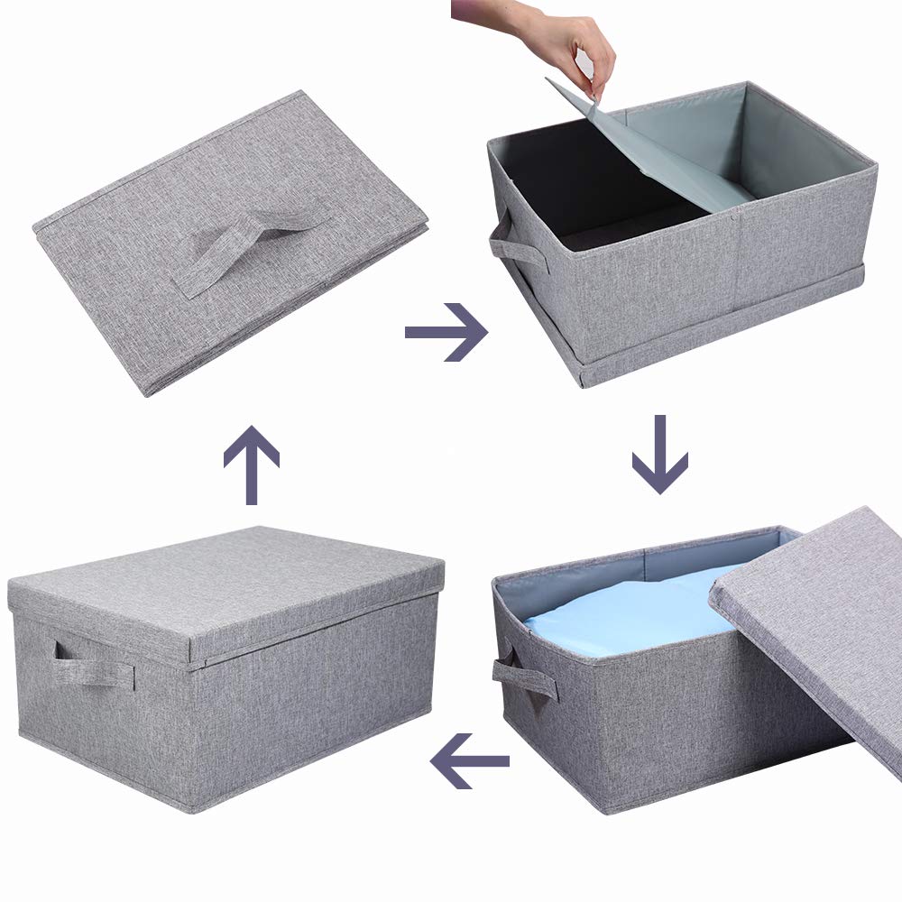 Linen Foldable Storage Bins with Lids (2 Count)