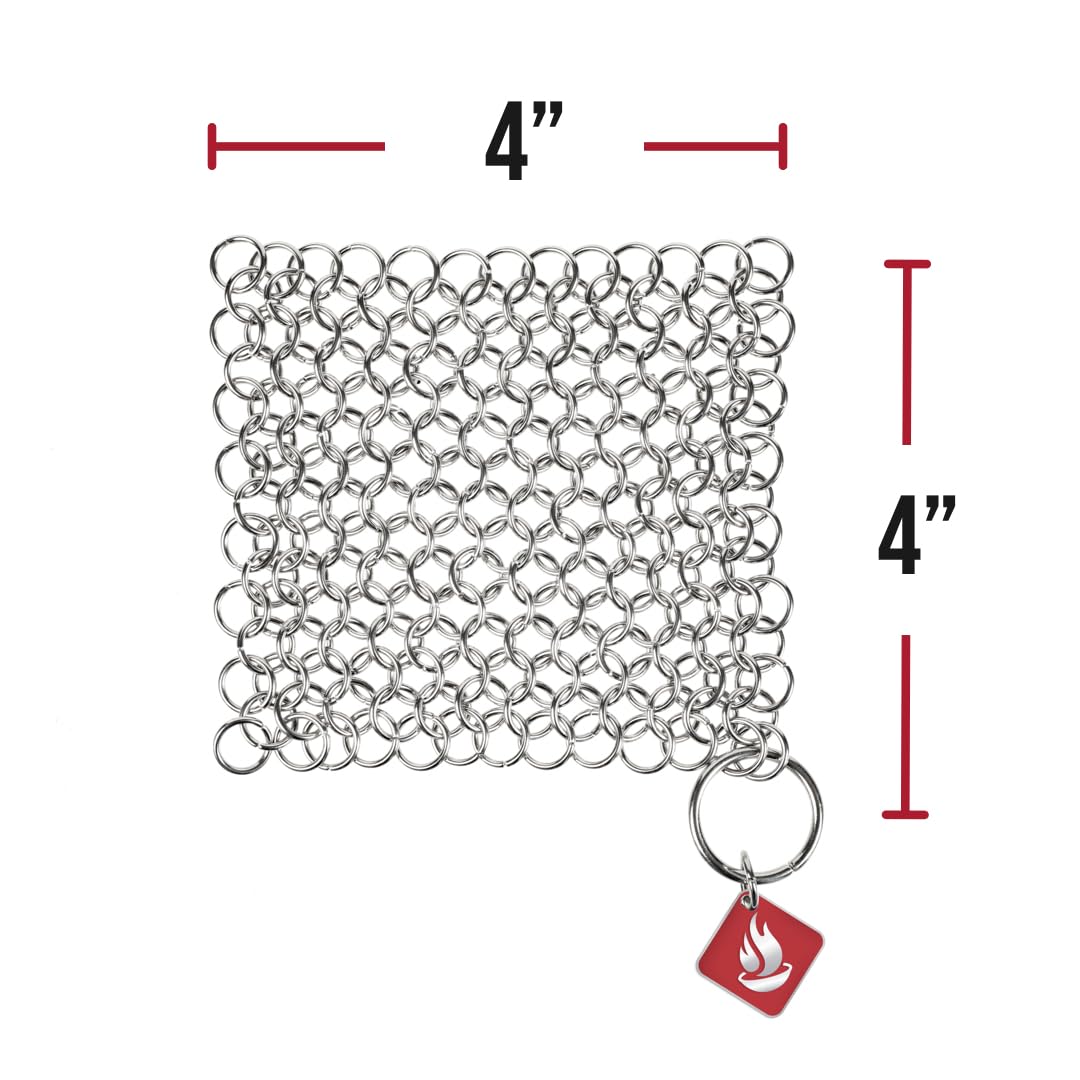 Knapp Made CM Scrubber 4" x 4" Small Ring Chainmail Cast Iron Scrubber