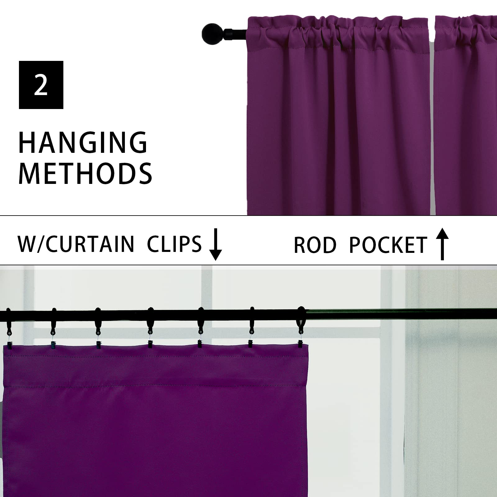 Purple Cafe Half Window Curtain (2 Count)