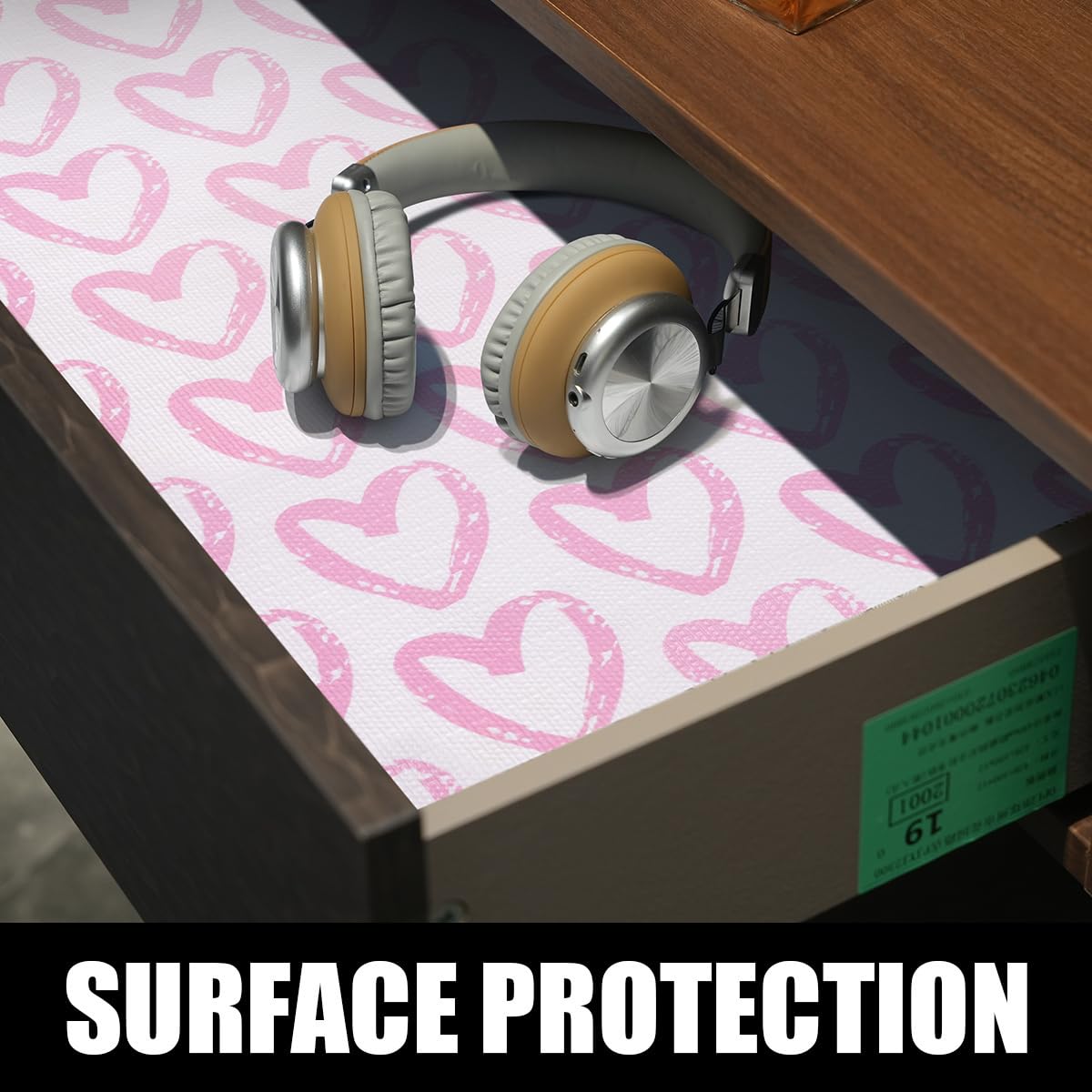 Pink Heart Drawer Liner for Cabinets Non (1417.2 sq in)