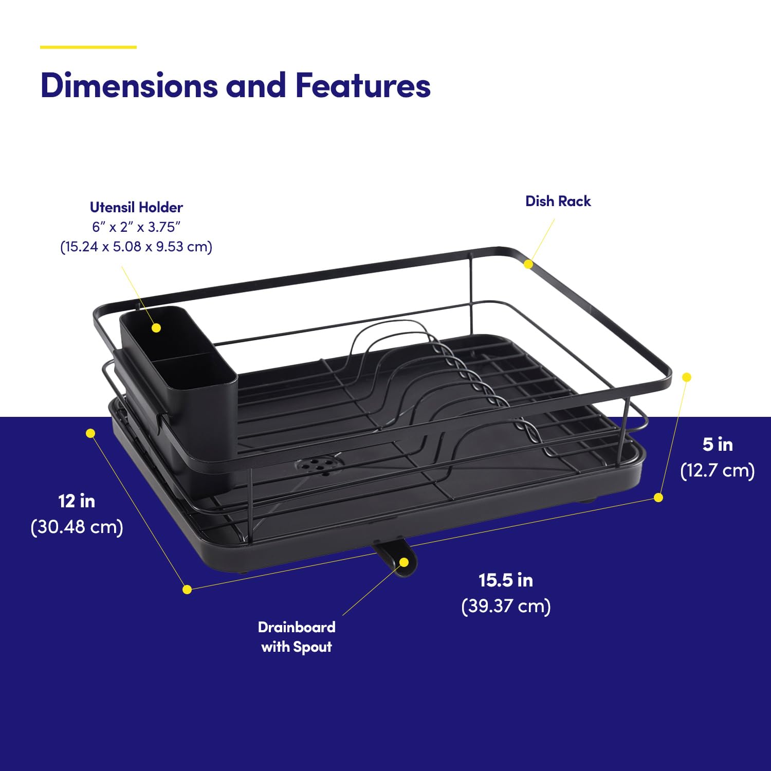 Dish Drying Rack 3 Piece Dish Drainer with Drainboard Set for Kitchen Counter