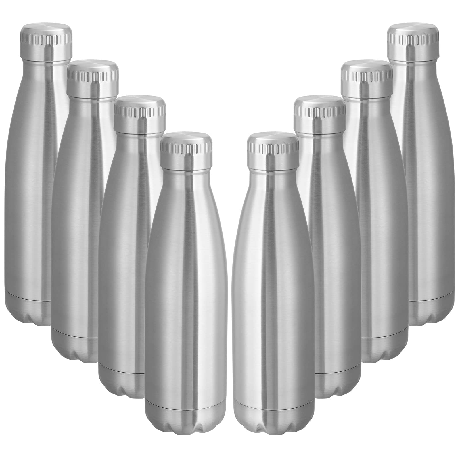17oz Stainless Steel Water Bottles Bulk (8 Count)
