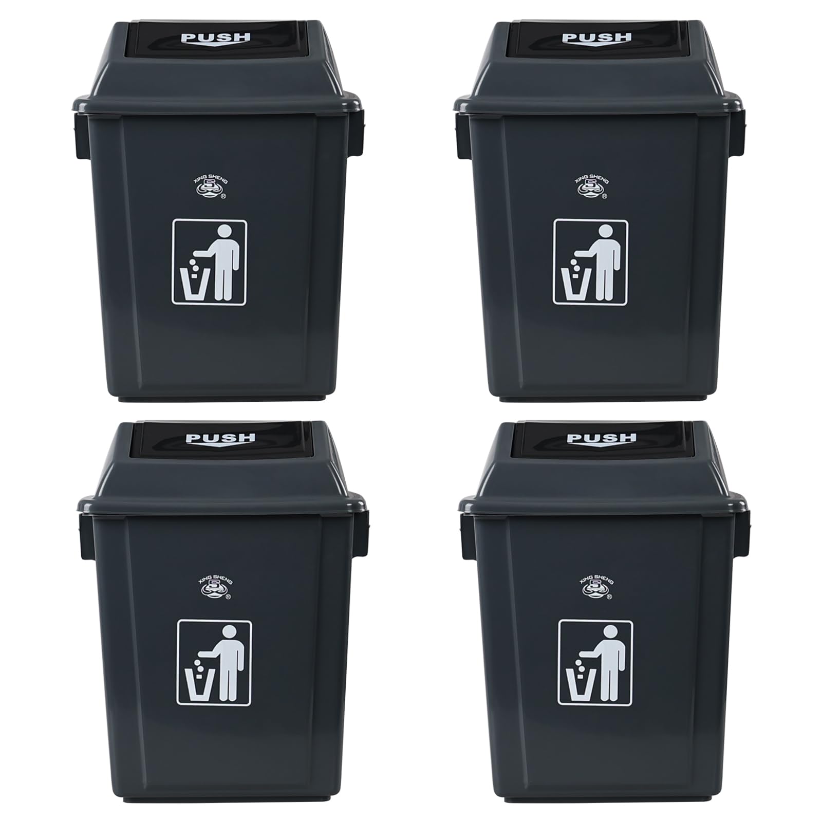 6 Gallon Office Trash Can with Swing Top Lid (4 Count)