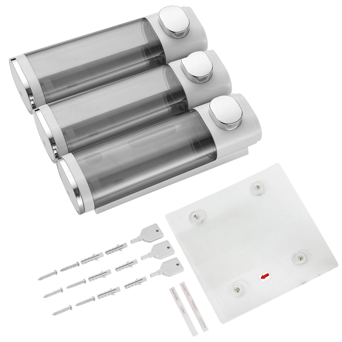 Shower Soap Dispenser No Drill 3 Chamber*300ML