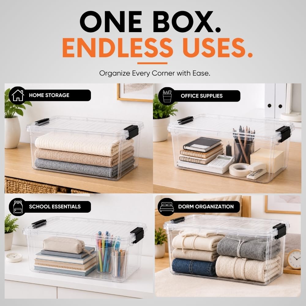 Small Clear Storage Boxes with Lids (5 Count)