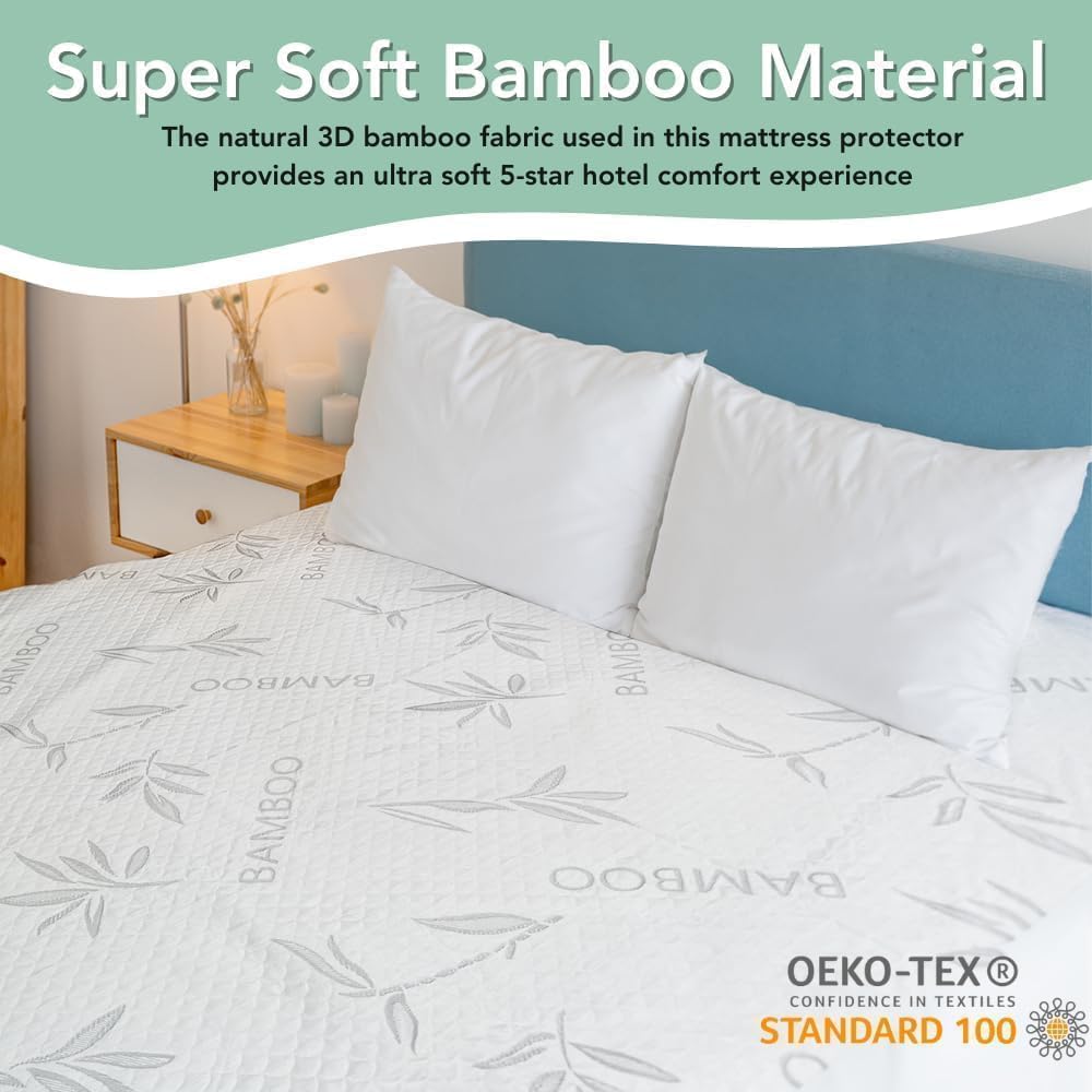 Bamboo Rayon Mattress Protector with Zipper +1 Pillow Protector (3 Count)