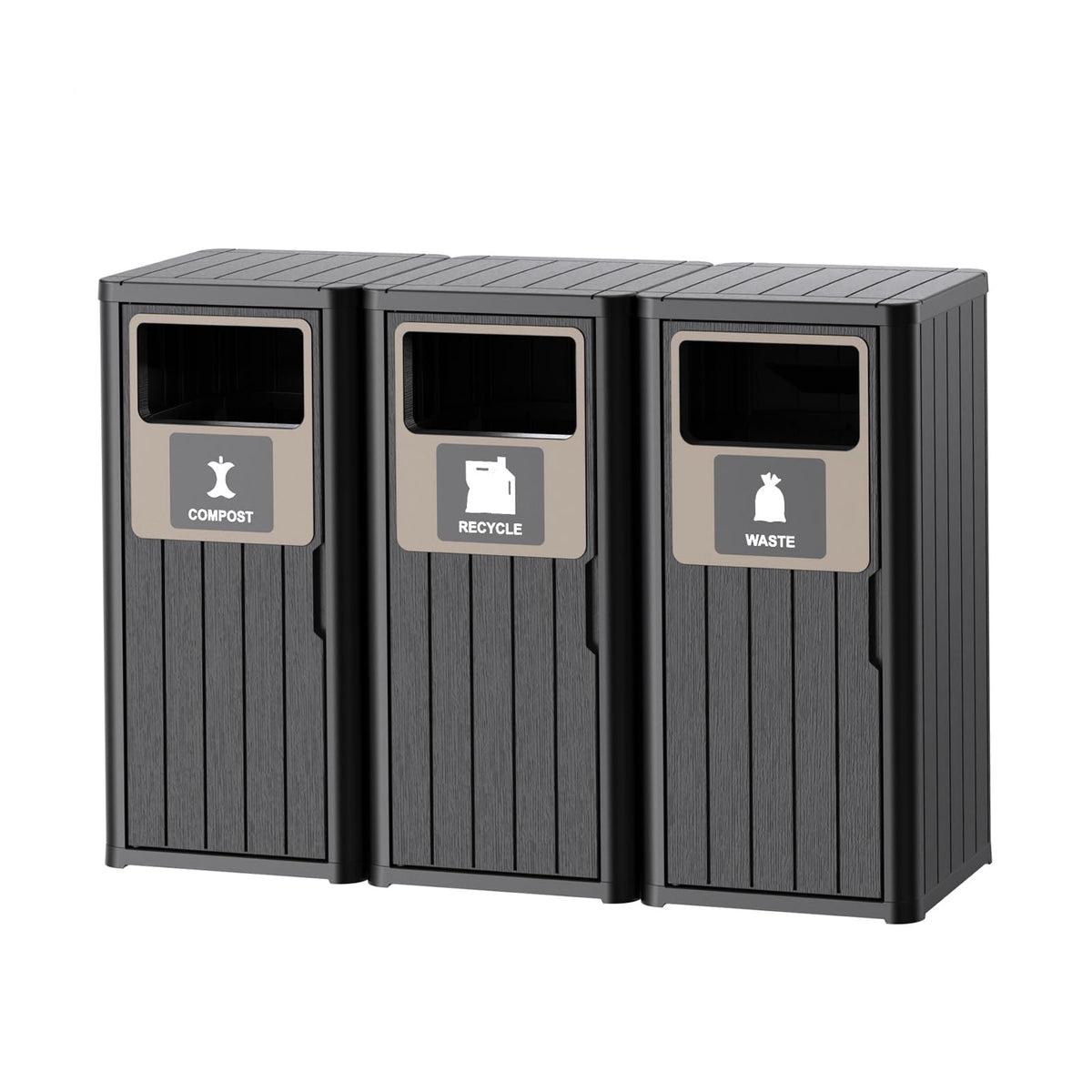 Outdoor Three Barrel Trash Can