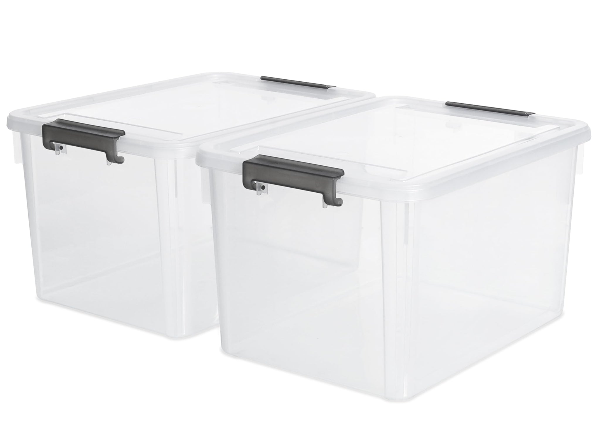 32 QT Plastic Storage Bins with Latching Lids Stackable Storage Containers for Organizing Large Clear Storage Box for Garage (2 Count)