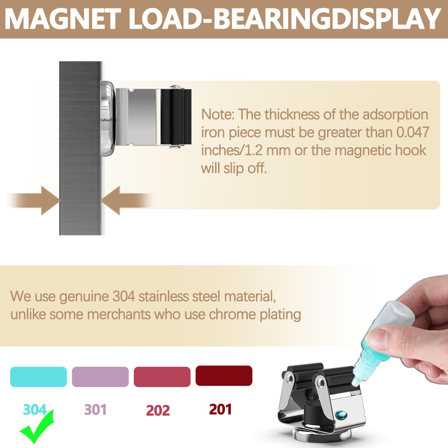 2 Pack Magnetic Broom Holder with 2 Pack Mini Magnetic Hooks (2 Count)