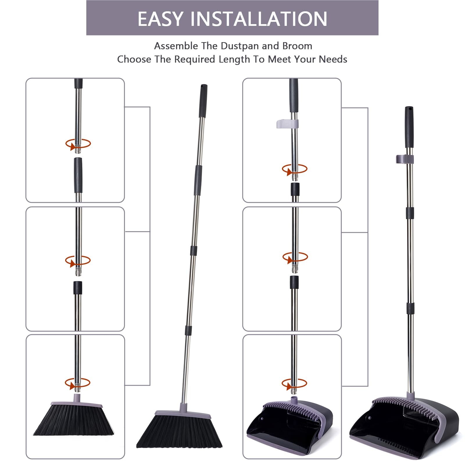 Broom and Dustpan Combo Set