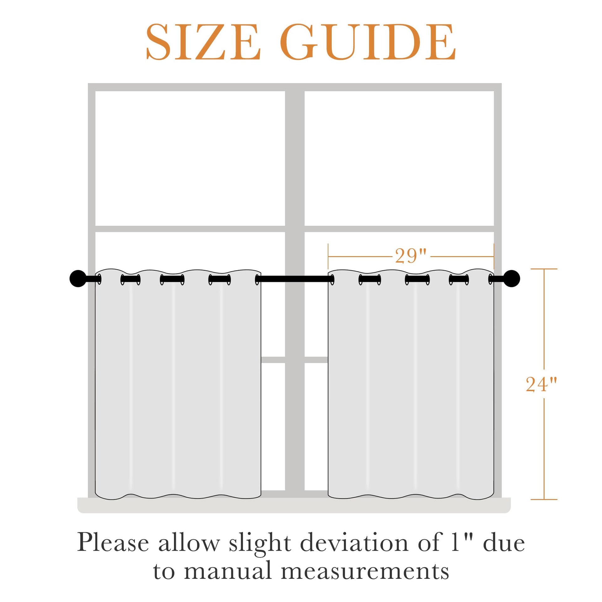 Kitchen Curtains 24 inch Length (2 Panel Tiers)