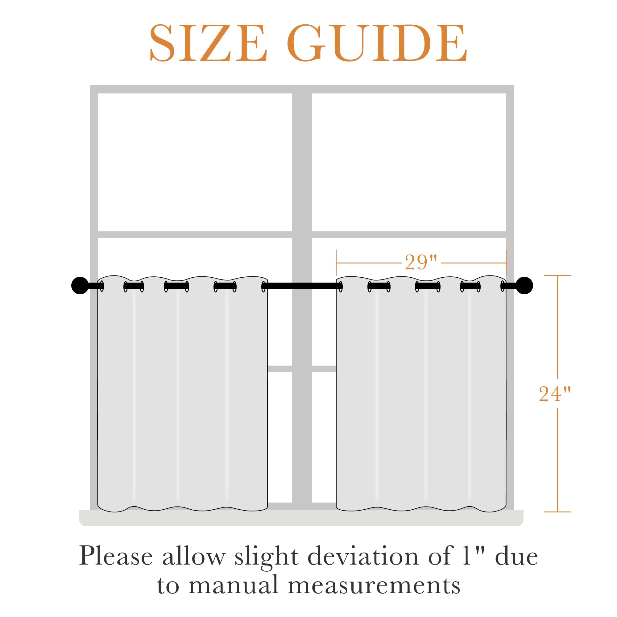 Kitchen Curtains 24 inch Length (2 Panel Tiers)