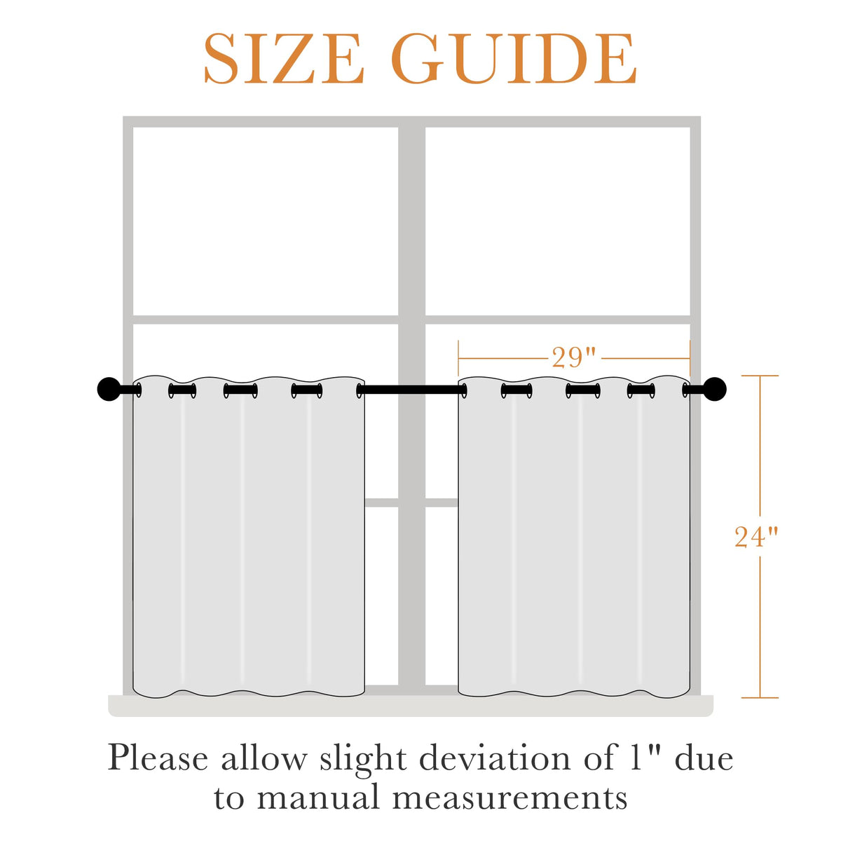 White Kitchen Curtains 24 Inch Length (2 Count)