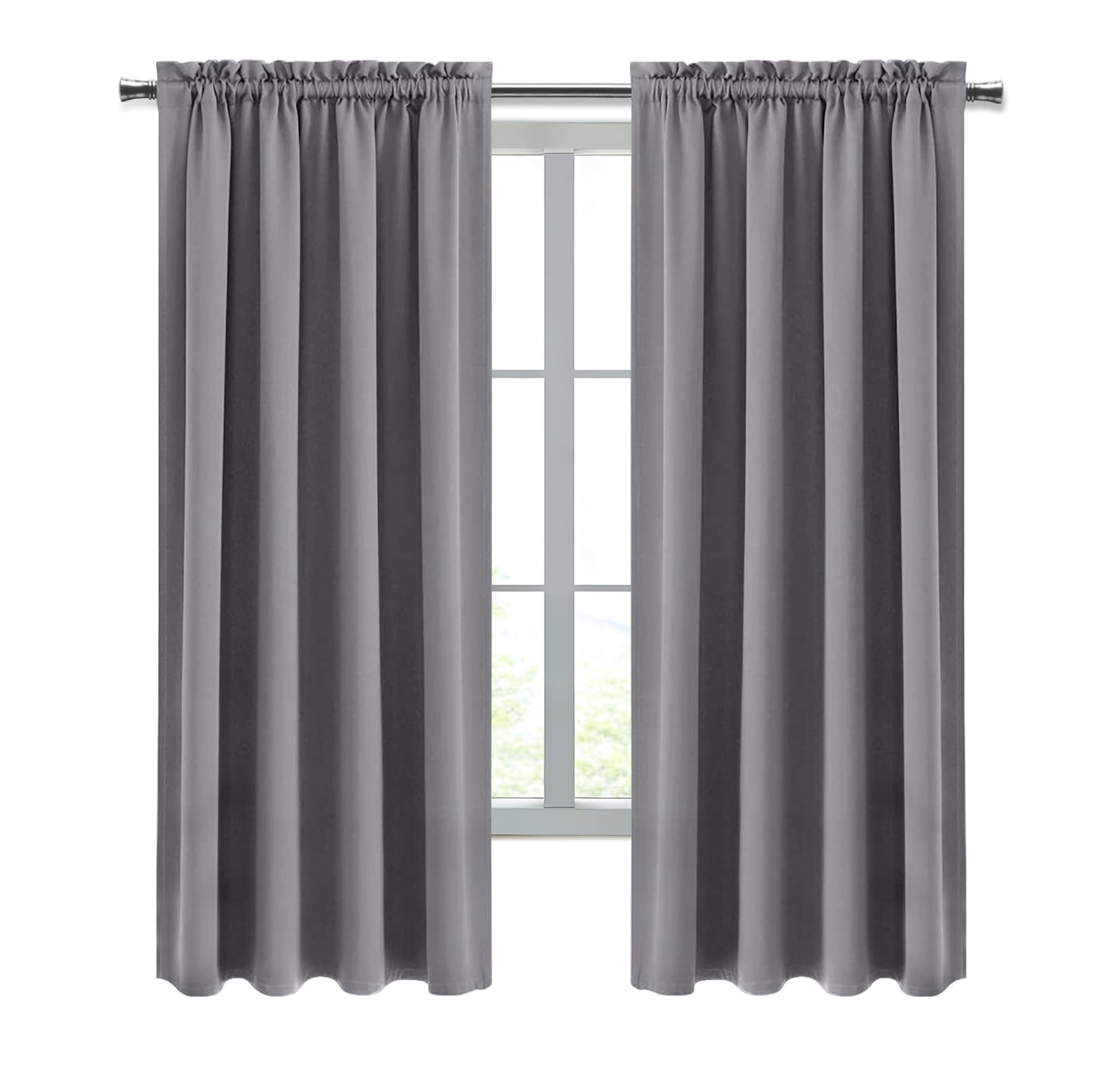 Blackout Curtains for Bedroom Living Room 38 x 72 Inch Long Grey (2 Count)