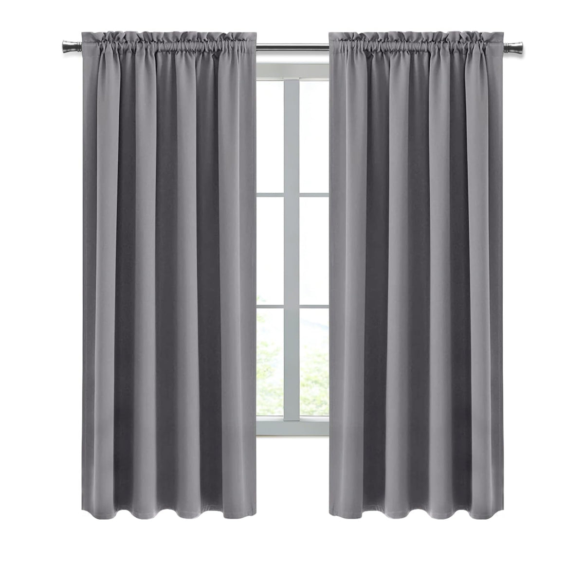 Blackout Curtains for Bedroom Living Room 42 x 63 Inch Long Grey