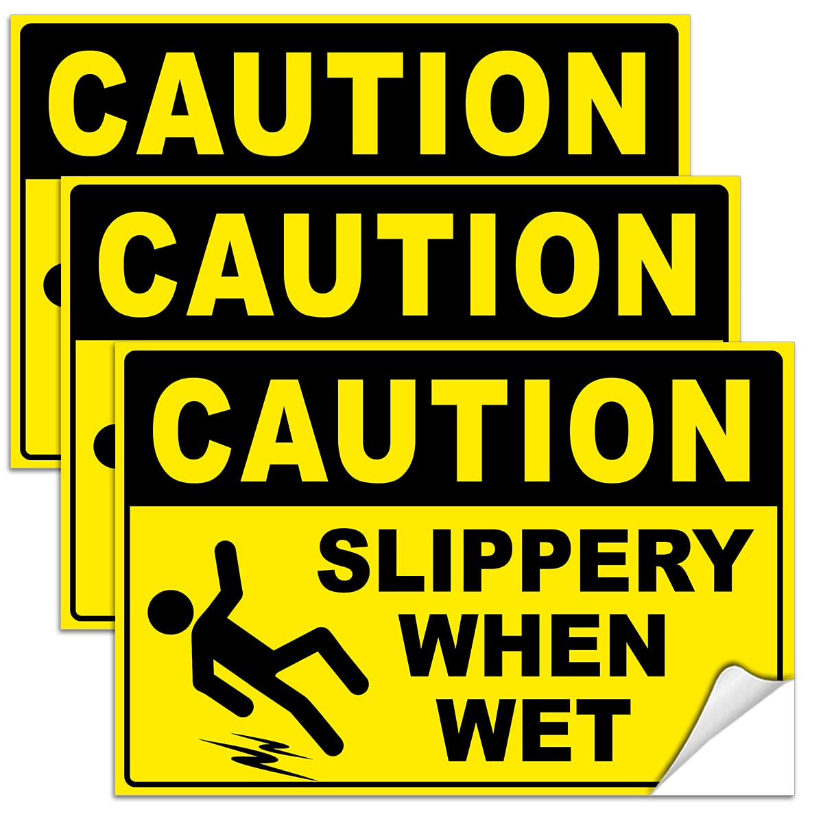 Caution Slippery When Wet Stickers (3 Count)