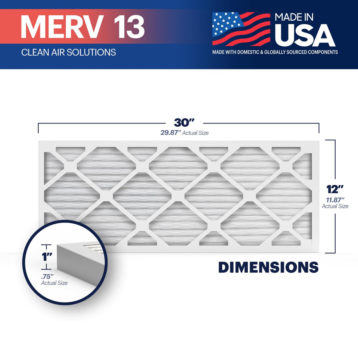 TruFilter 12x30x1 Air Filter MERV 13 (4 Count)