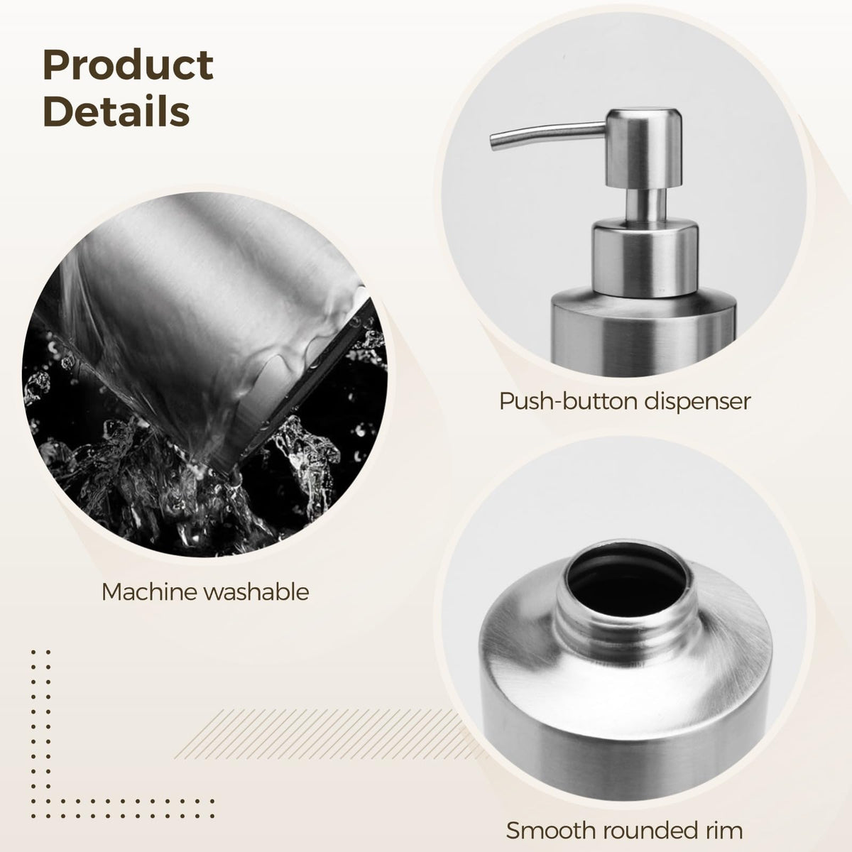 2 Pcs Large 304 Stainless Steel Soap Dispensers (2 Count)