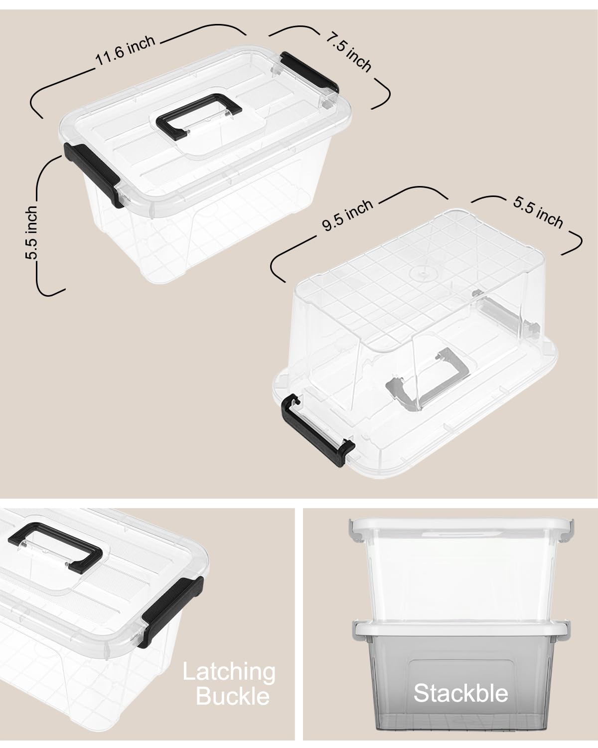 7Qt Clear Plastic Storage Bins with Lids (6 Count)