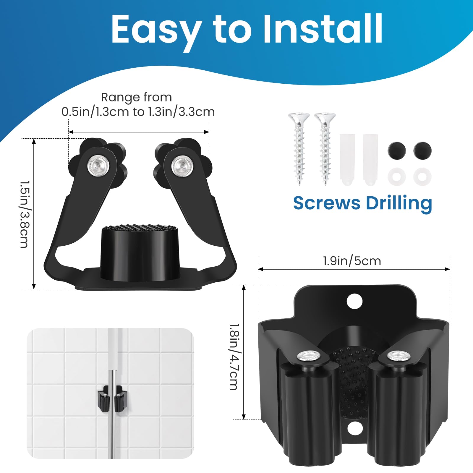 Broom Holder Wall Mount (12 Count)