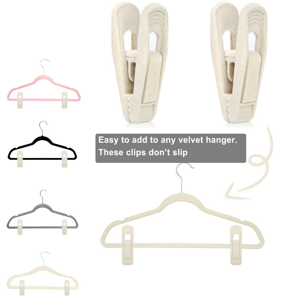 Beige Velvet Hangers Clips