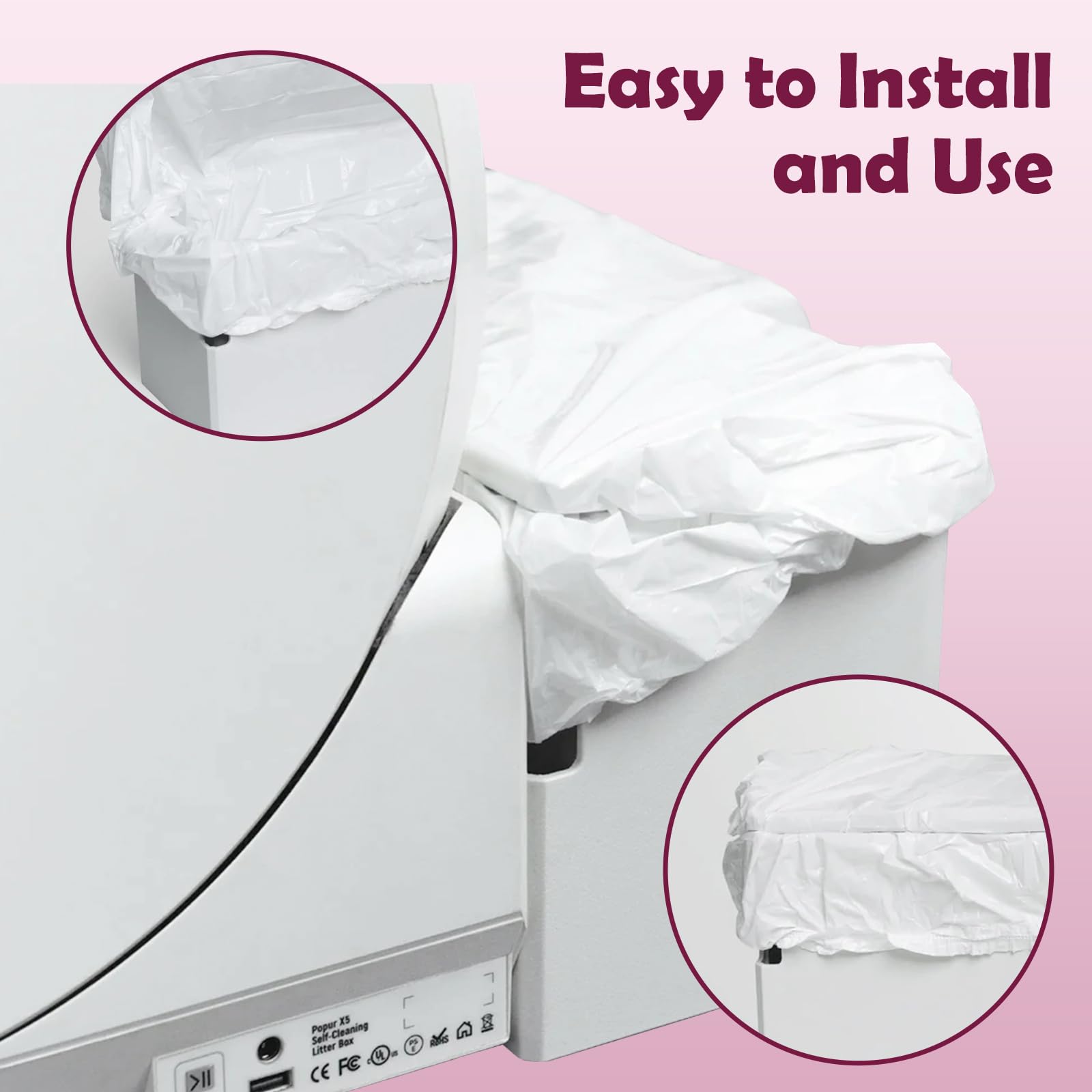 40PCS Trash Bags Compatible with Popur X5 Litter Box