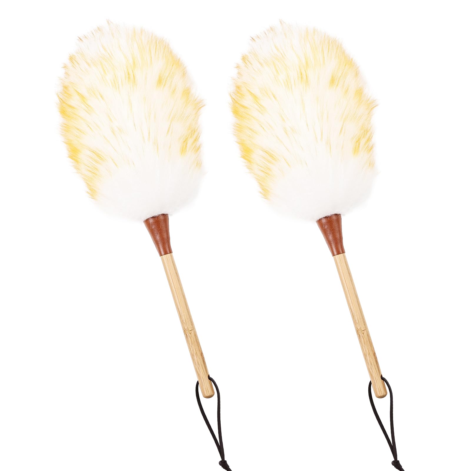 Natural Lambswool Duster 16 Inch Handheld with Wooden Handle Duster Dusting Tool for Blinds Electronics Furniture Delicate Surfaces