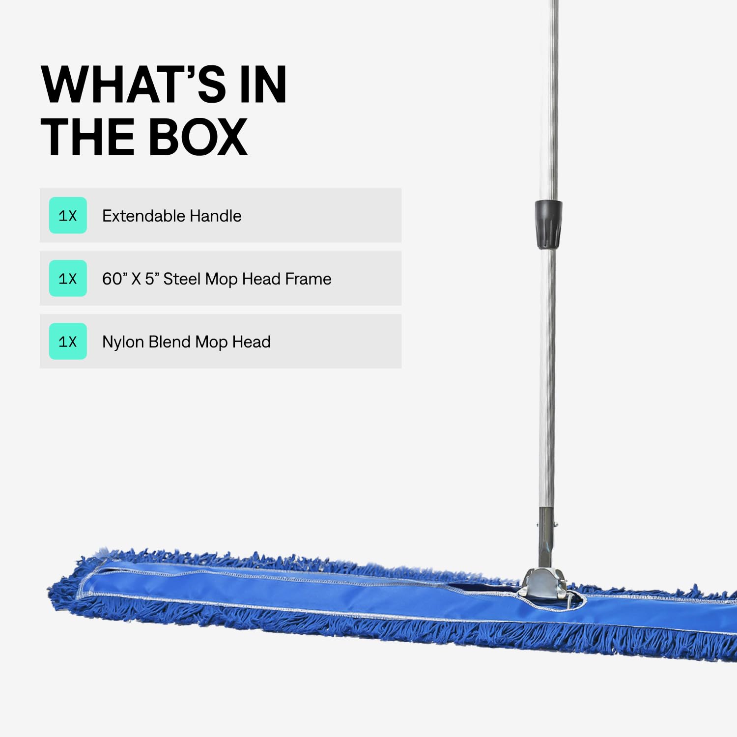 60 Inch Blue Commercial Dust Mop & Floor Sweeper with Extendable Handle