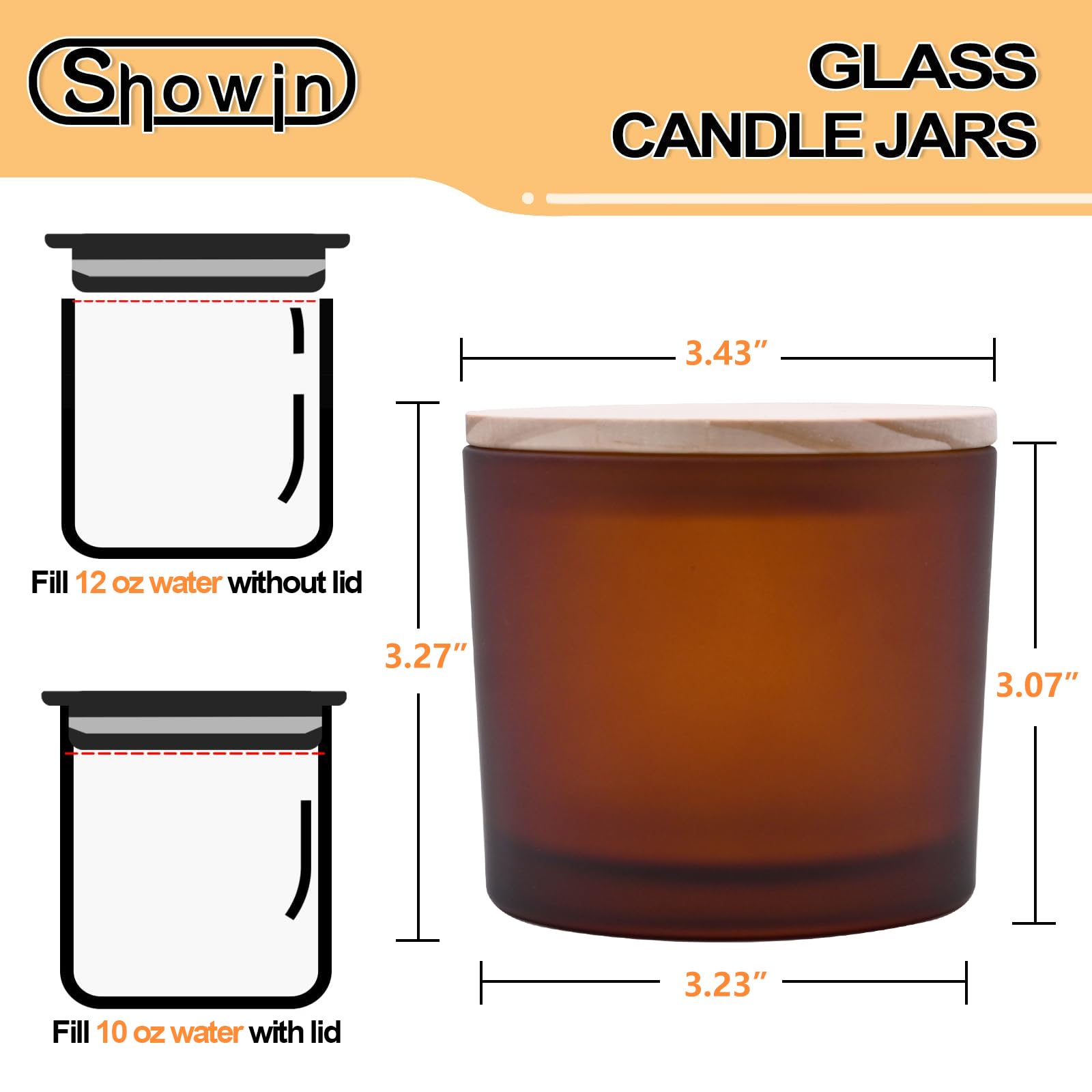 12 OZ Thick Candle Jars for Making Candles 12 Pcs (12 Count)