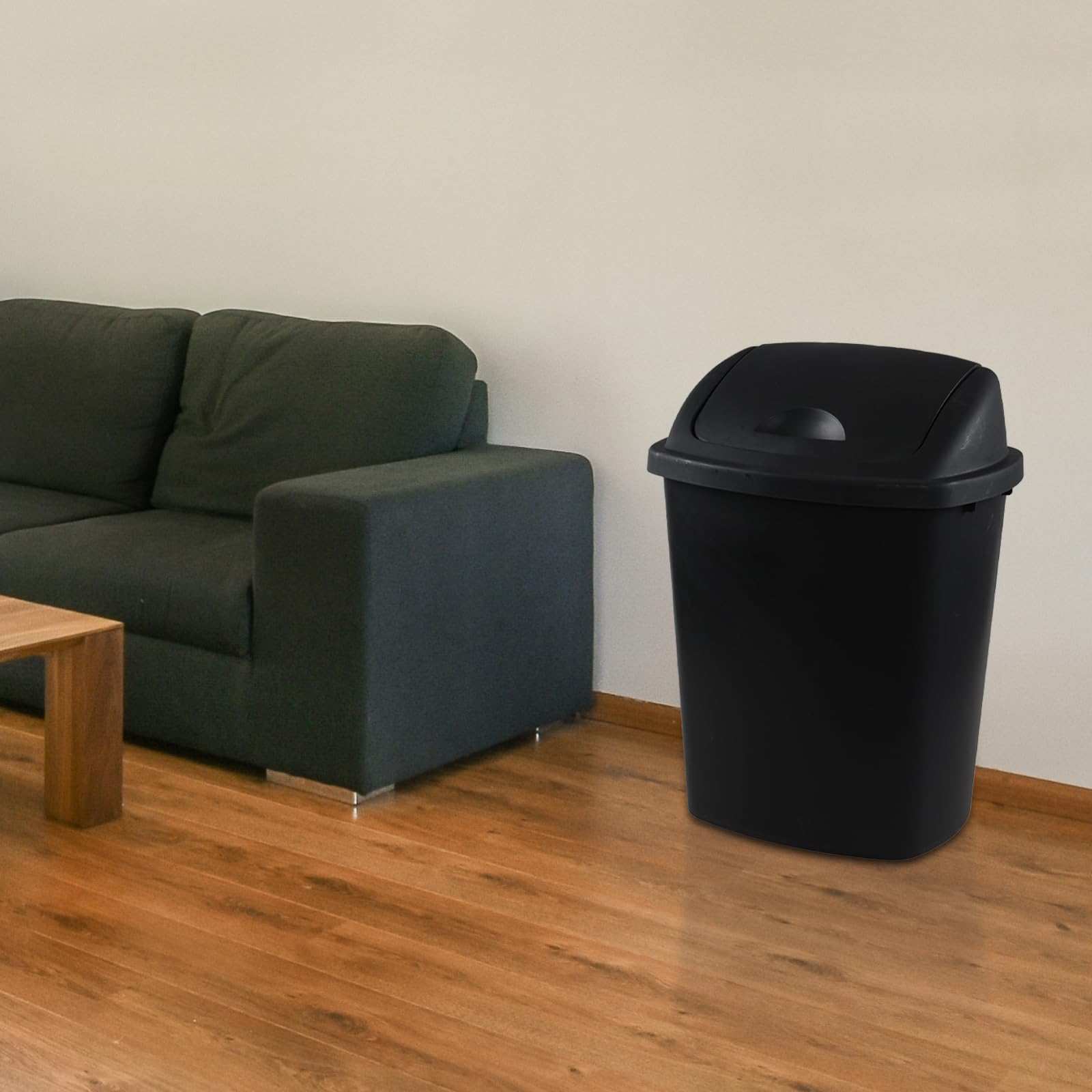4 Pack 6 Gallon Plastic Garbage Bins with Swing Lid (4 Count)
