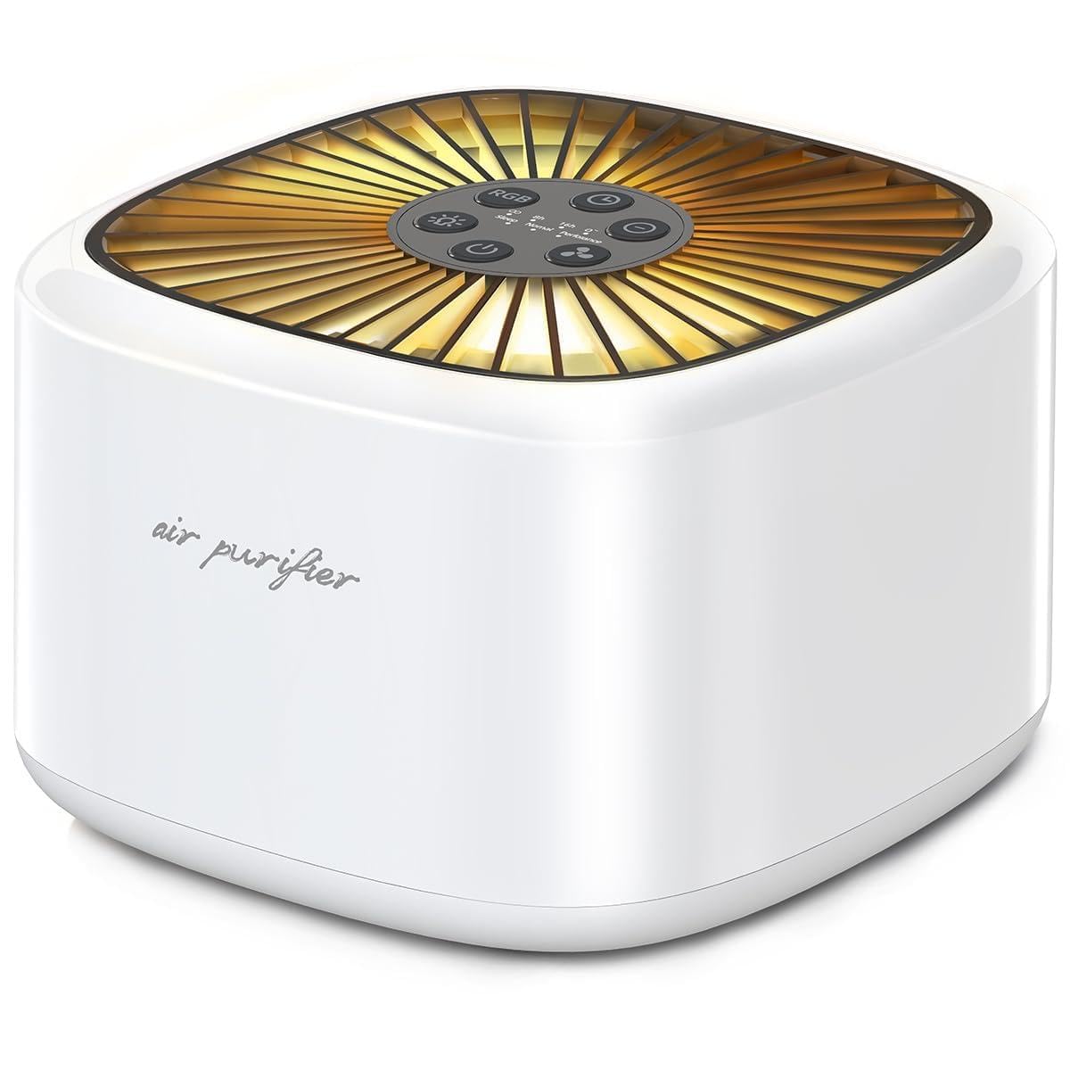 Air Purifier Negative Oxygen Ion for Home HEPA Filter 5 Layers Filtration 3 Fan Modes Purifiers Ultra Quiet 20dB Sleep Mode 12 Color Lights 10 Brightness 3 Timers Adjustable for Bedroom Office