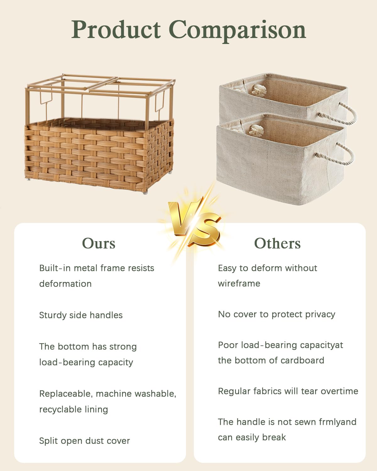 Storage Basket with Lid Woven Wicker Baskets