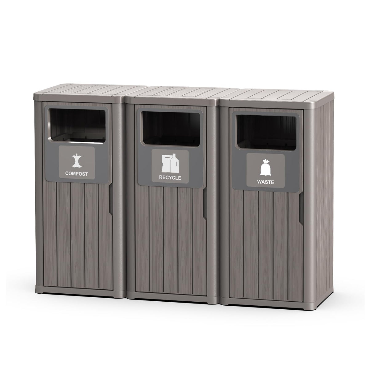 Outdoor Three Barrel Trash Can