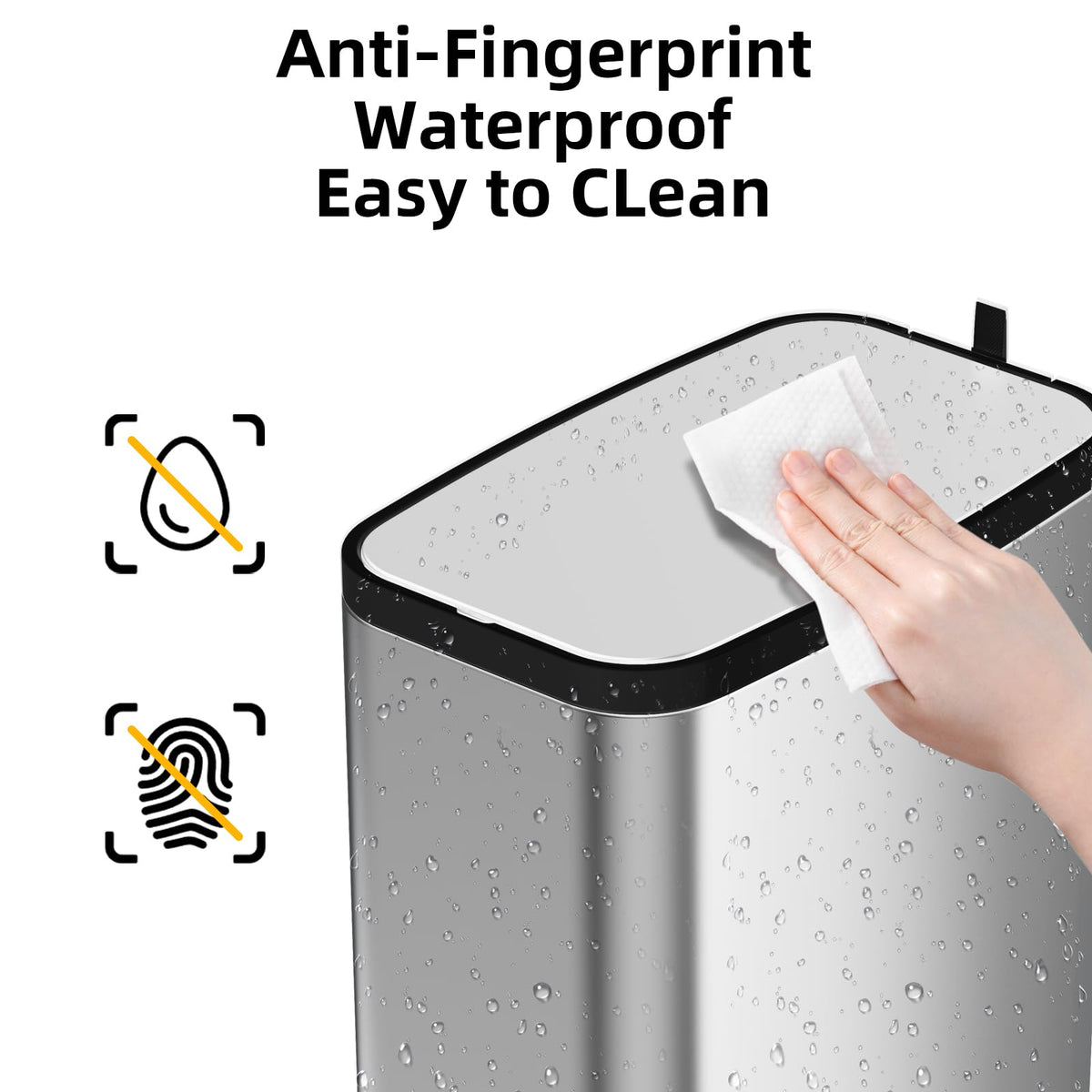Stainless Steel Bathroom Trash Can with Lid Soft Close